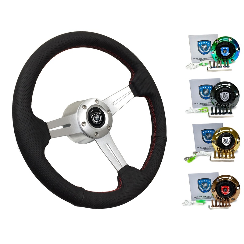 Toyota Matrix Steering Wheel Kit | Perforated Leather | ST3587BLK-RED