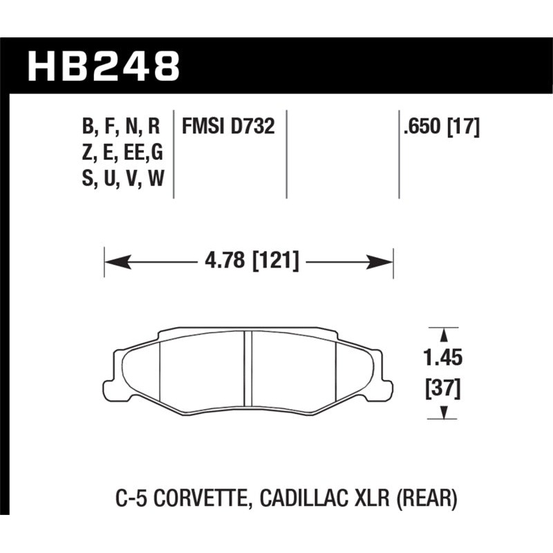 Hawk 2008-2009 Cadillac XLR Platinum HPS 5.0 Rear Brake Pads