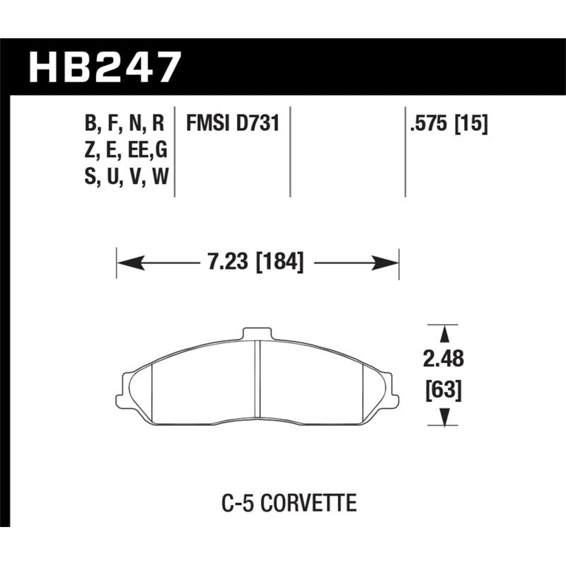 Hawk 97-06 Corvette (incl C5 Z06) HPS Street Front Brake Pads