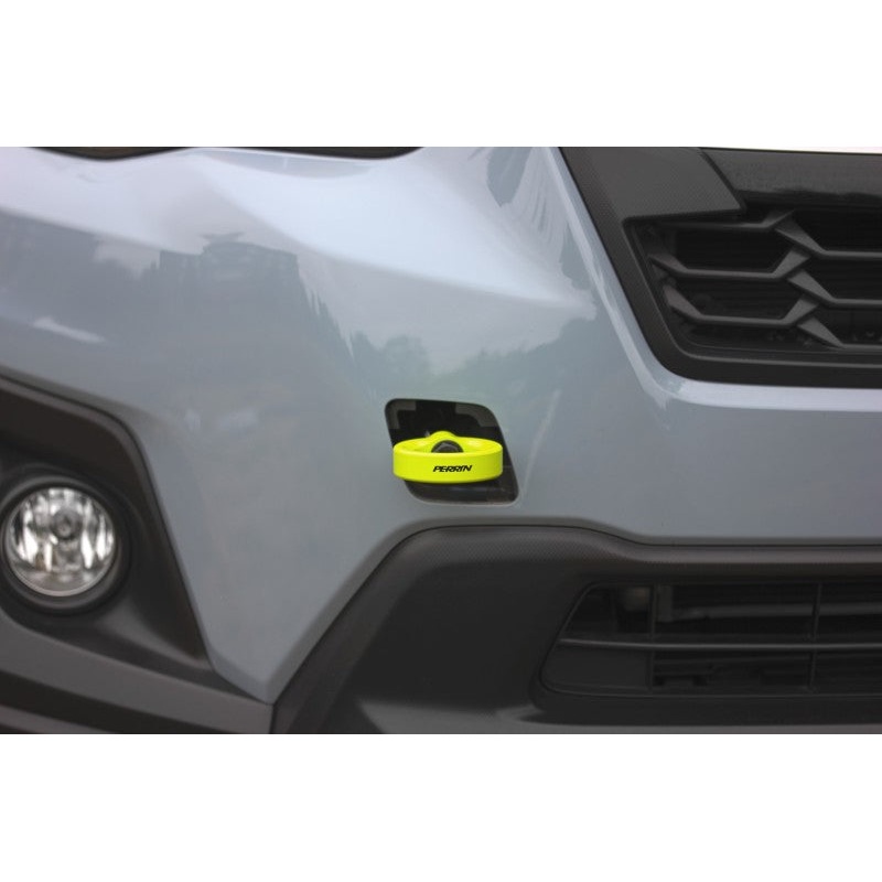 PERRIN 22-25 Subaru WRX / 18-23 Crosstrek / 20-25 OBXT Tow Hook Kit (Front) – Neon Yellow
