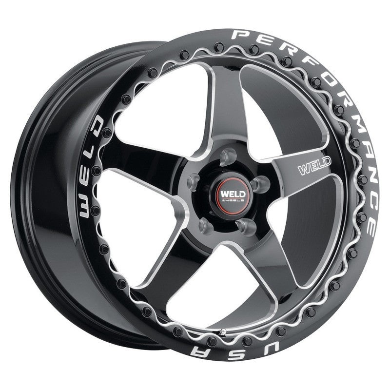 Weld S904 17×11 Ventura Beadlock 5×120.65 ET43 BS7.75 Gloss BLK MIL DIA 78.1
