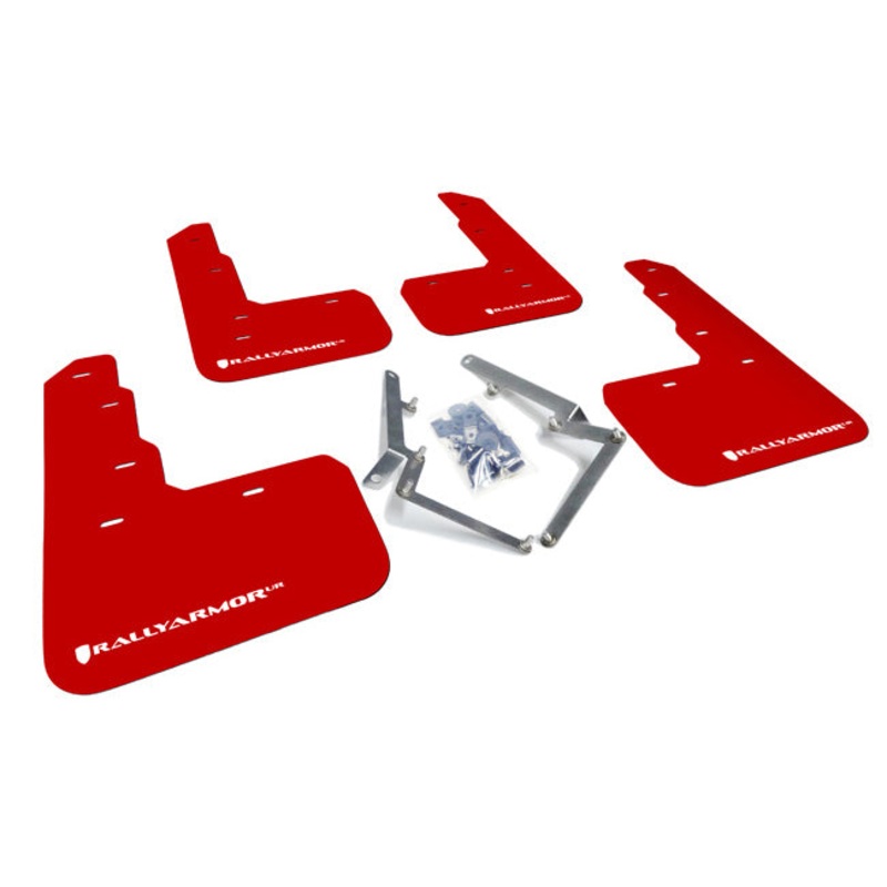Rally Armor UR Mudflaps Red with White Logo – 17+ Civic Type R