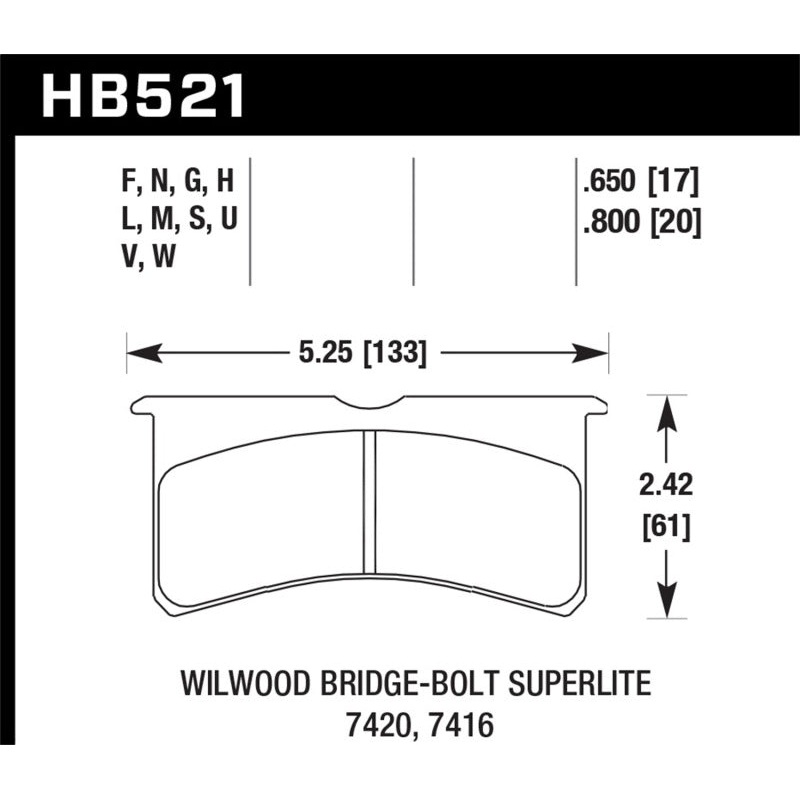 Hawk Wilwood Superlite SL4R 7420 HPS 5.0 Brake Pads