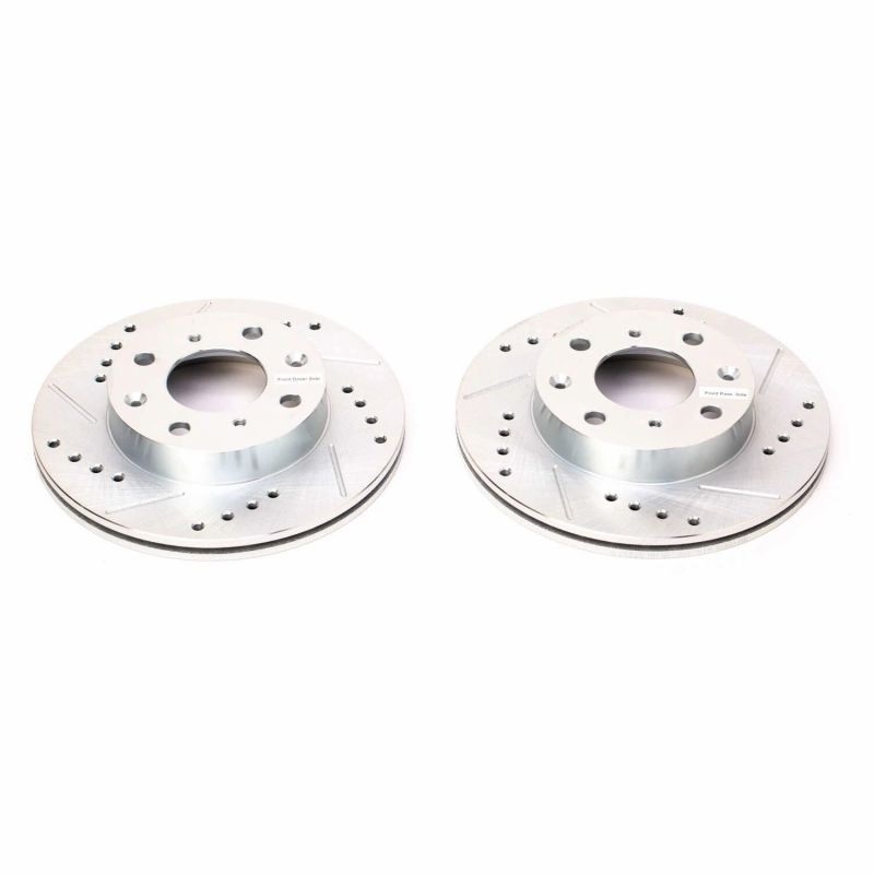 Power Stop Front Evolution Drilled & Slotted Rotors Pair Honda CRX 1988-1991 / Insight 2000-2006 | JBR155XPR