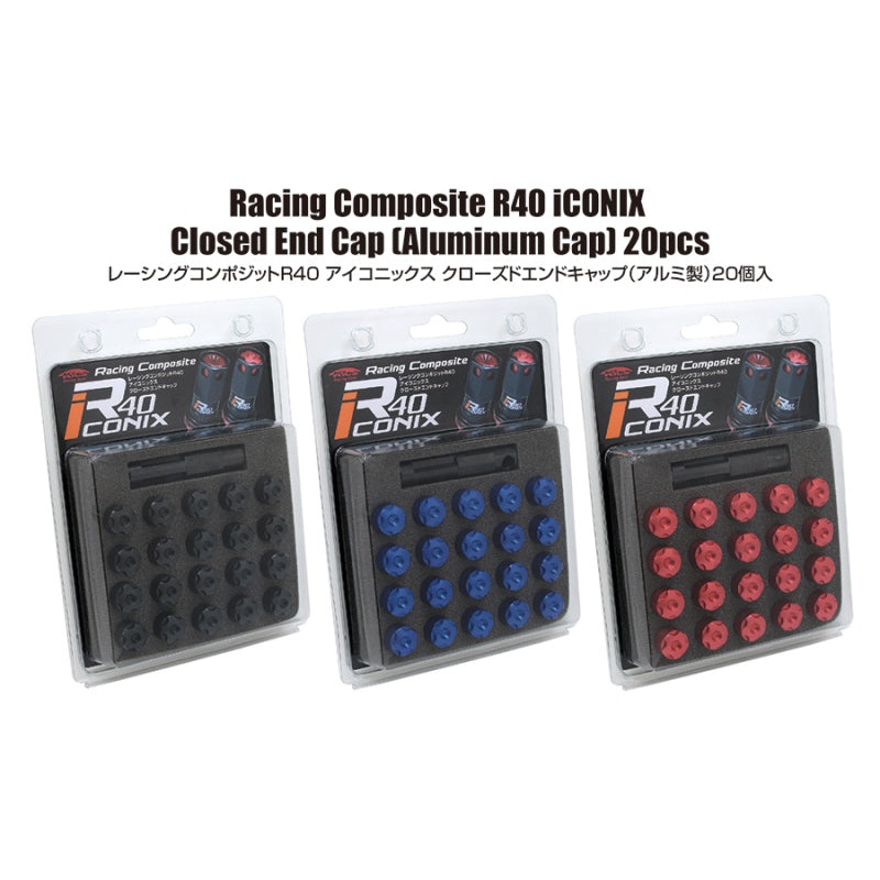Project Kics 14X1.50 R40 Iconix Aluminum Caps Red 20 Pieces