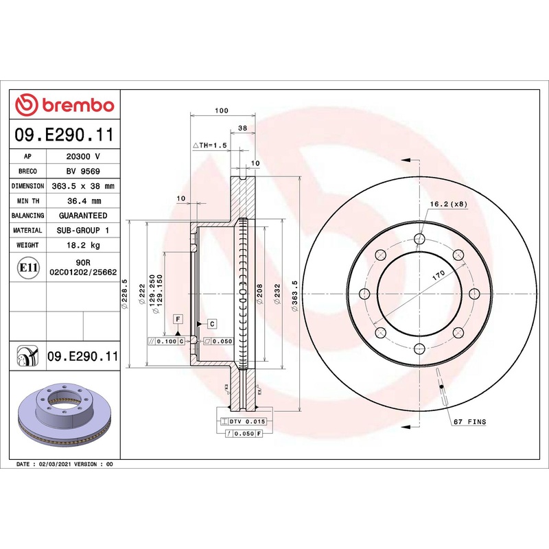 PRIME UV Coated Front Disc Brake Rotor – 09.E290.11