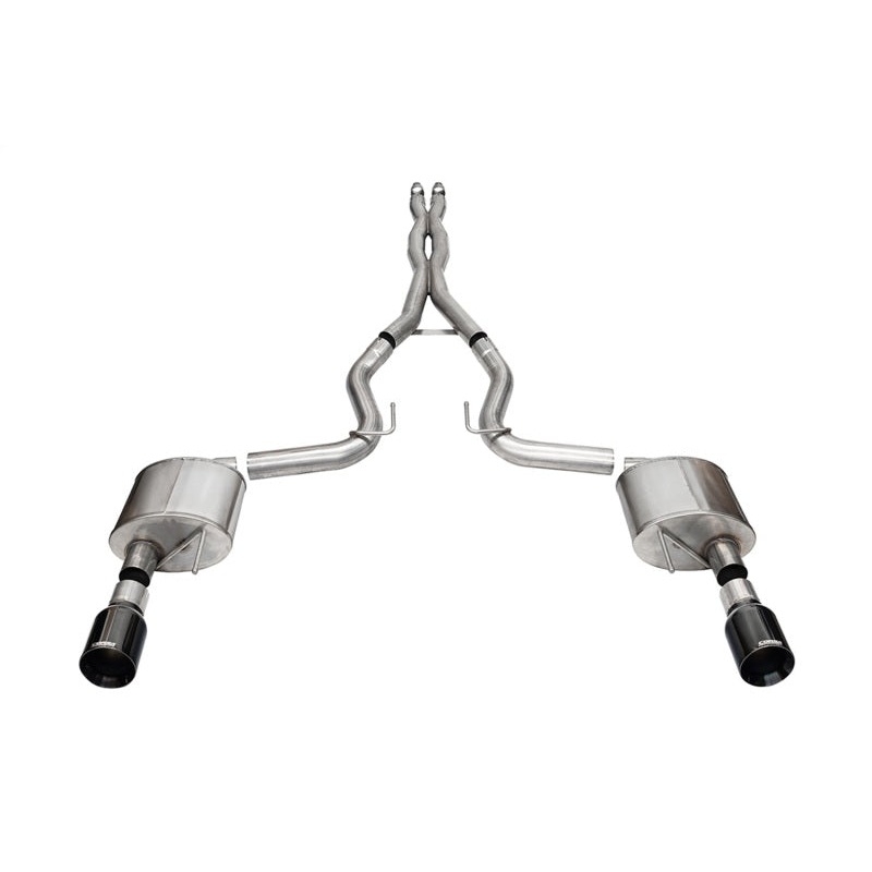 Corsa 24 Ford MustangGT Xtreme Cat-Back Ex.Sys 3.0in Dual Rear Exit w/4.5in Blk PVD StraightCut Tip