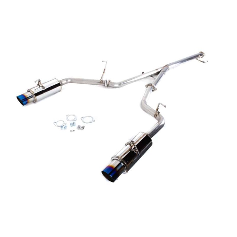 Revel Medallion Touring S Dual Muffler 1990-1999 Mitsubishi 3000GT VR4 Single Wall Blue Tip, Includes Baffle/Silencer