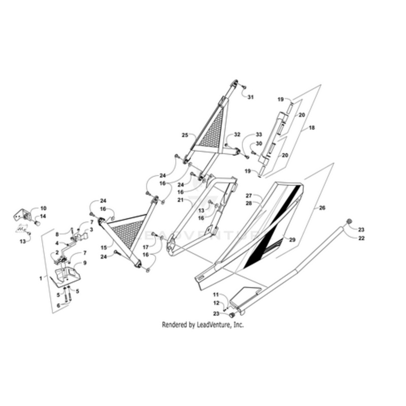 Door Panel W/ Decals-Vb-Rear-Left(Wc4 X) (Inc. 27-29) by Arctic Cat